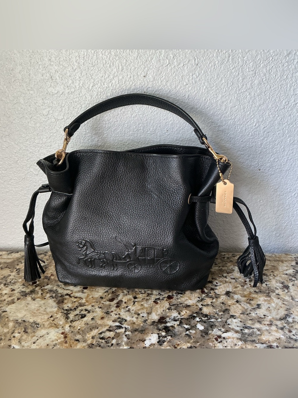 Coach Andy Black Pebbled Leather Bag